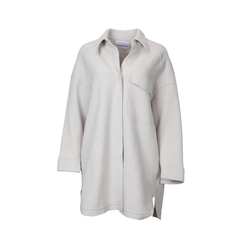 NEW GENTLE HERD oversized wool shirt-jacket in light grey